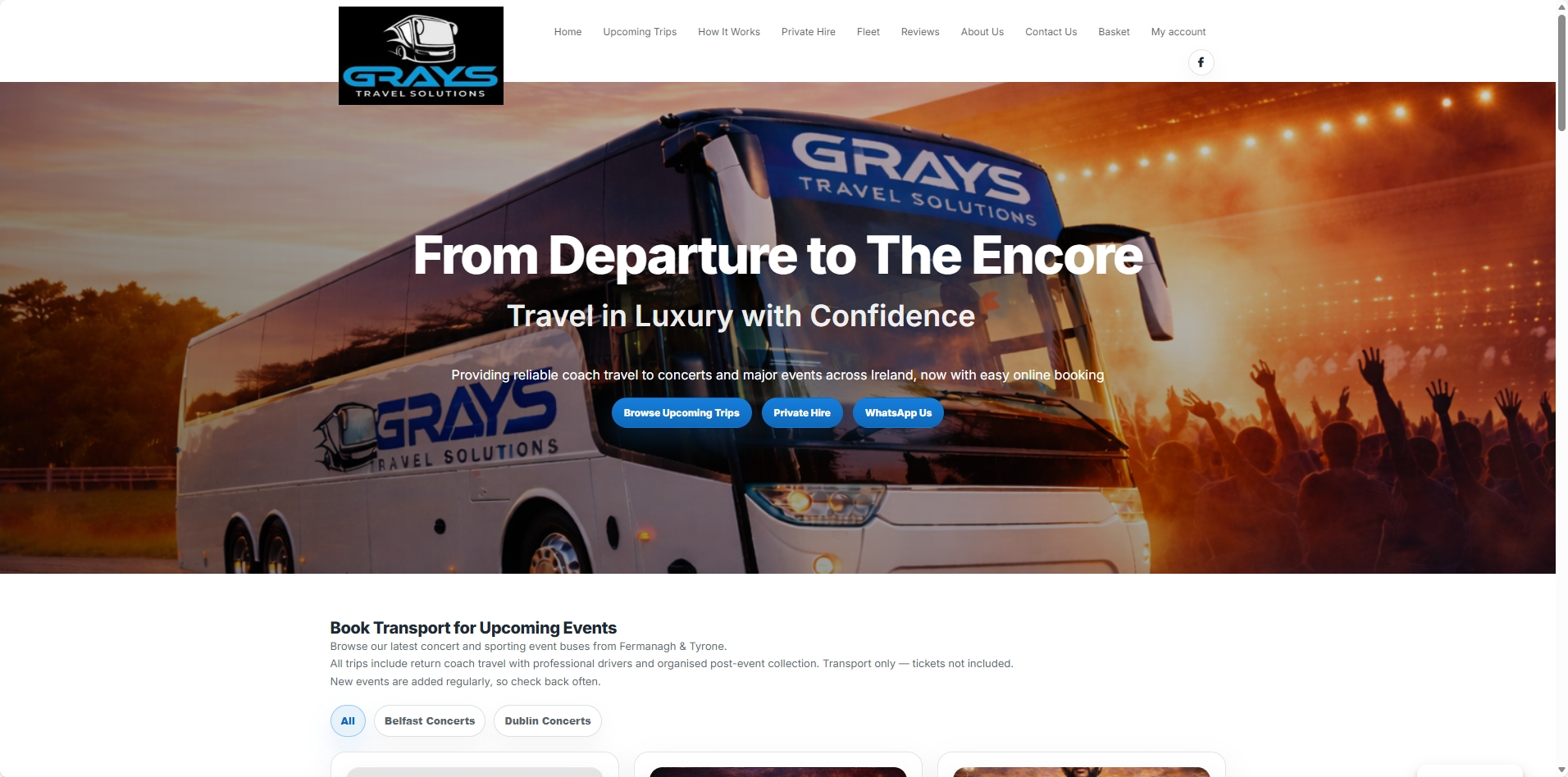 An image of Grays Travel Solutions homepage